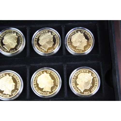 42 - A collection of twenty four Westminster Mint Squadrons of the Royal Air Force 24ct gold plated coin ... 