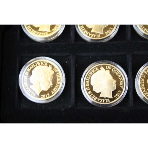 42 - A collection of twenty four Westminster Mint Squadrons of the Royal Air Force 24ct gold plated coin ... 