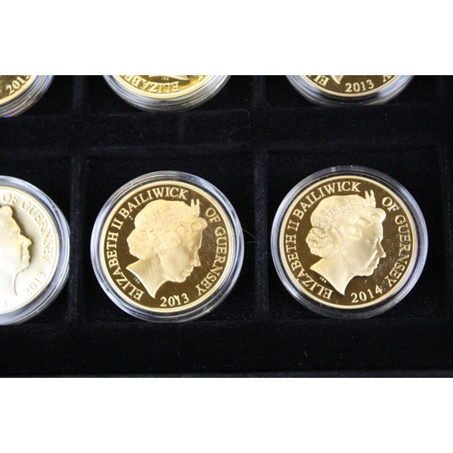 42 - A collection of twenty four Westminster Mint Squadrons of the Royal Air Force 24ct gold plated coin ... 