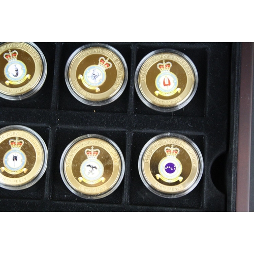 42 - A collection of twenty four Westminster Mint Squadrons of the Royal Air Force 24ct gold plated coin ... 