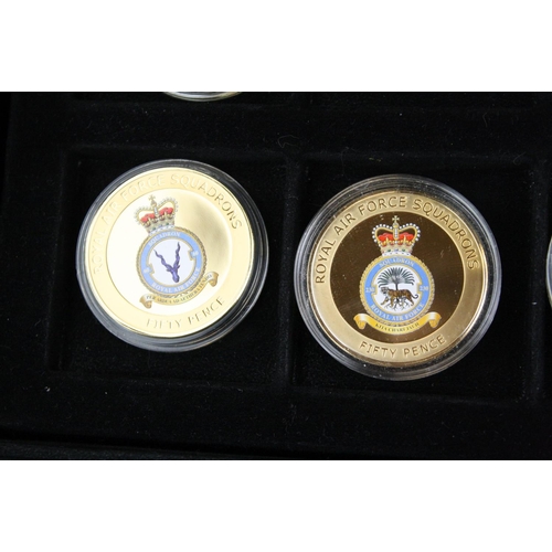 42 - A collection of twenty four Westminster Mint Squadrons of the Royal Air Force 24ct gold plated coin ... 