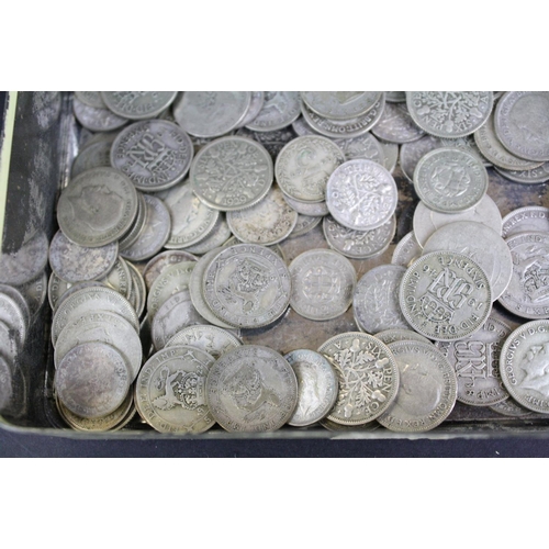 60 - A collection of British sixpence and threepence silver coins to include King George V and King Georg... 