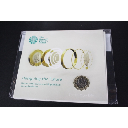 65 - A small collection of mint proof coins to include a 2017 Designing the Future £1 coin, 2019 Wallace ... 