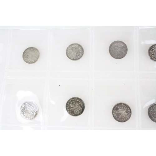 73 - A good collection of British pre decimal silver threepence and sixpence coins to include Queen Victo... 