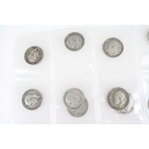 73 - A good collection of British pre decimal silver threepence and sixpence coins to include Queen Victo... 