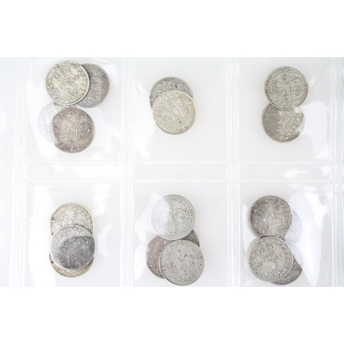 73 - A good collection of British pre decimal silver threepence and sixpence coins to include Queen Victo... 