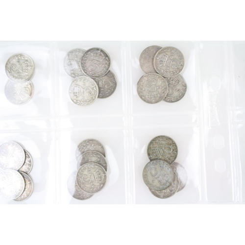 73 - A good collection of British pre decimal silver threepence and sixpence coins to include Queen Victo... 