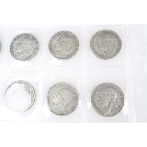 74 - A collection of British pre decimal silver coins to include King Edward VII shillings, King George V... 