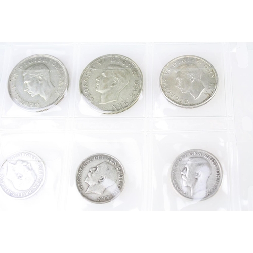 74 - A collection of British pre decimal silver coins to include King Edward VII shillings, King George V... 