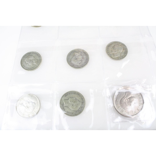 74 - A collection of British pre decimal silver coins to include King Edward VII shillings, King George V... 