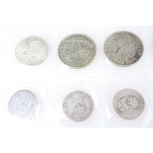 74 - A collection of British pre decimal silver coins to include King Edward VII shillings, King George V... 