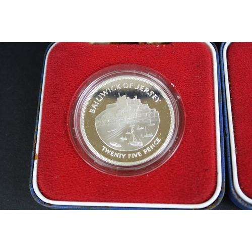 77 - A collection of three cased silver proof coins with COA's to include a Royal Mint 1977 silver proof ... 