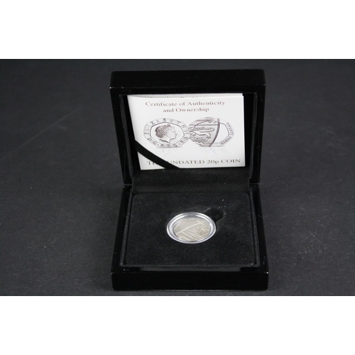 104 - A British Royal Mint 2008 Undated 20p coin in fitted display box and complete with COA.