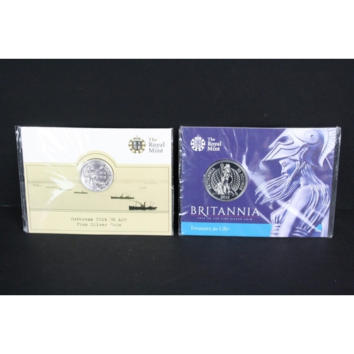 111 - A Britannia 2015 UK £50 fine silver coin together with the Outbreak 2014 UK £20 fine silver coin, bo... 