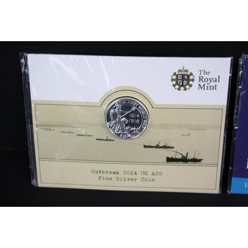 111 - A Britannia 2015 UK £50 fine silver coin together with the Outbreak 2014 UK £20 fine silver coin, bo... 