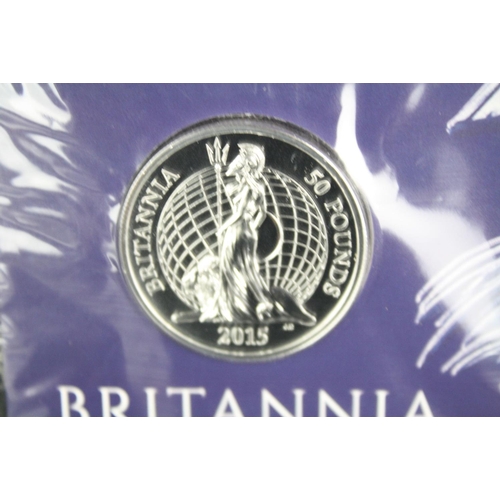 111 - A Britannia 2015 UK £50 fine silver coin together with the Outbreak 2014 UK £20 fine silver coin, bo... 