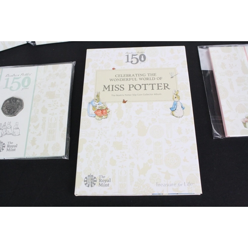 114 - A Collection of six The Royal Mint 150 years Beatrix Potter 50p coins to include Squirrel Nutkin, Pe... 