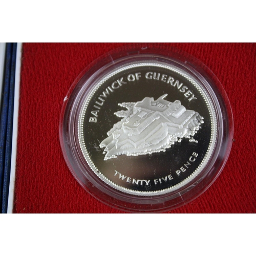 84 - A collection of three cased silver proof coins with COA's to include a Royal Mint 1977 silver proof ... 