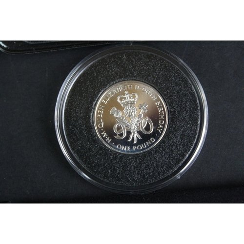 86 - A collection of six Jubilee Mint fine silver proof coins to include The Queen Elizabeth II 90th Birt... 