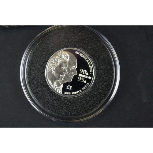 86 - A collection of six Jubilee Mint fine silver proof coins to include The Queen Elizabeth II 90th Birt... 