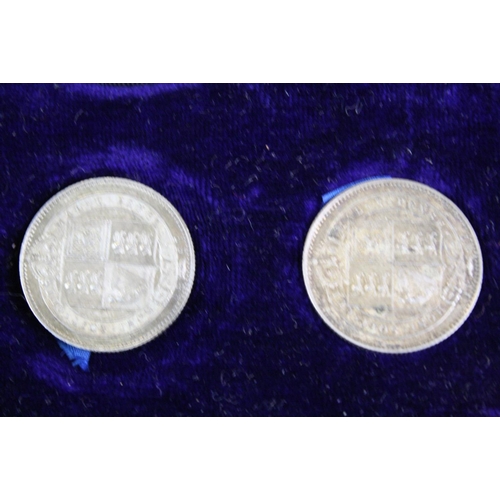 87 - A Cased Queen Victoria seven coin silver set to include full crown, half crown, florin, shilling, si... 