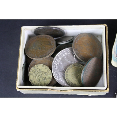 88 - A collection of mainly British pre decimal coins to include silver examples.