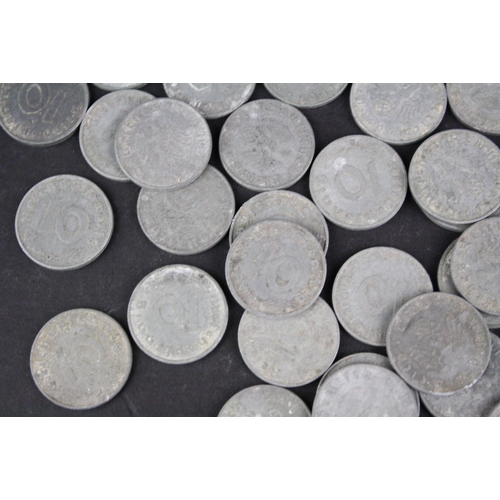 92 - A large collection of World War Two German coins, various mint marks.