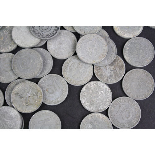 92 - A large collection of World War Two German coins, various mint marks.