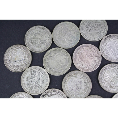 93 - A collection of approx twenty four King George V silver half crown coins.