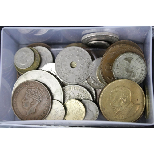 164 - A collection of mainly British pre decimal coins and foreign coins.