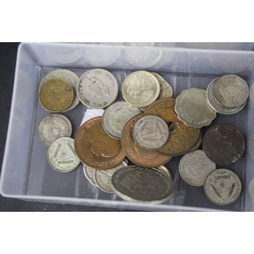 164 - A collection of mainly British pre decimal coins and foreign coins.