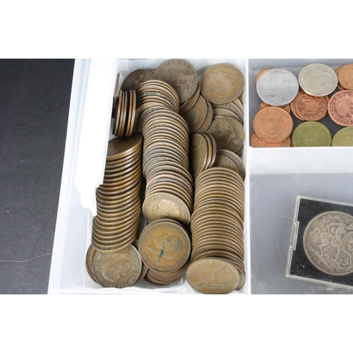 165 - A collection of mainly British pre decimal and foreign coins to include a Queen Victoria 1892 silver... 