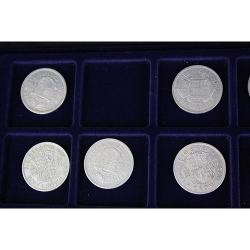 176 - A collection of British pre decimal coins contained within an aluminium collectors case to include s... 