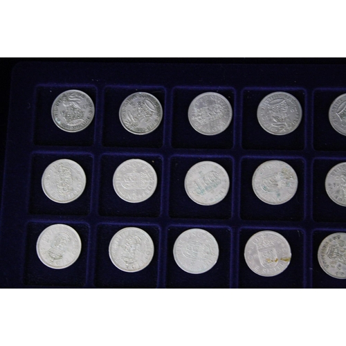 176 - A collection of British pre decimal coins contained within an aluminium collectors case to include s... 