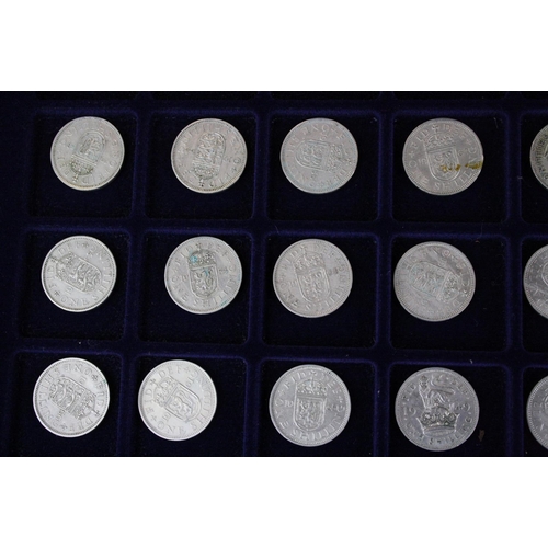 176 - A collection of British pre decimal coins contained within an aluminium collectors case to include s... 