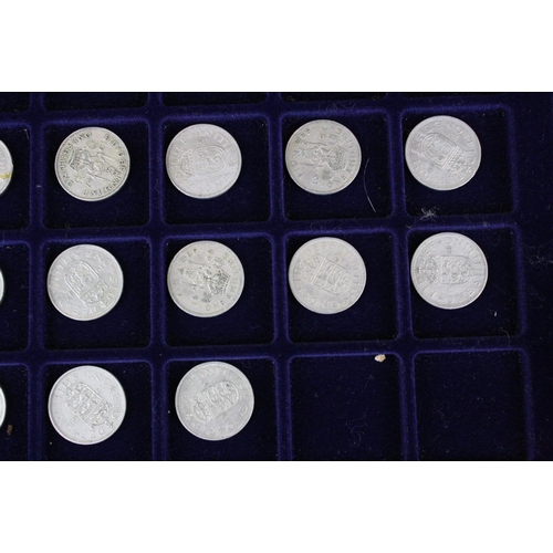 176 - A collection of British pre decimal coins contained within an aluminium collectors case to include s... 