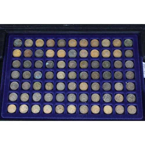 177 - A collection of British pre decimal coins contained within an aluminium collectors case to include t... 