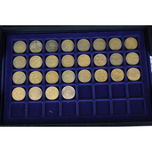 177 - A collection of British pre decimal coins contained within an aluminium collectors case to include t... 