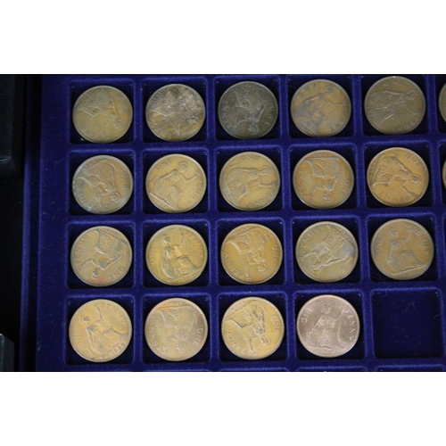 177 - A collection of British pre decimal coins contained within an aluminium collectors case to include t... 