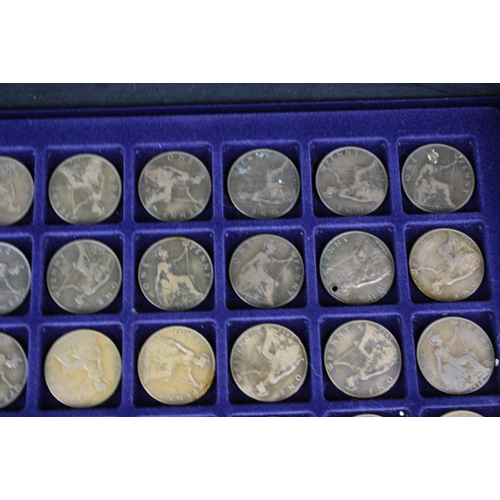 177 - A collection of British pre decimal coins contained within an aluminium collectors case to include t... 