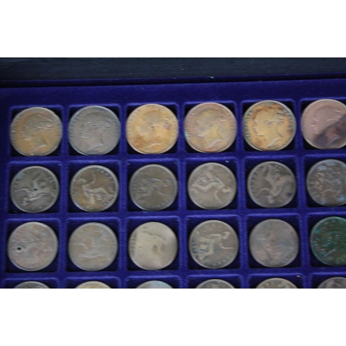 177 - A collection of British pre decimal coins contained within an aluminium collectors case to include t... 