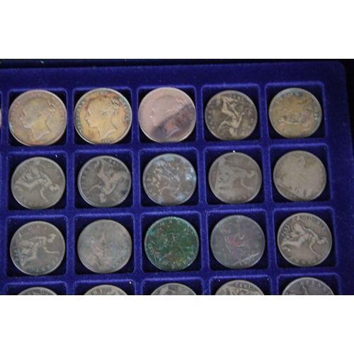 177 - A collection of British pre decimal coins contained within an aluminium collectors case to include t... 