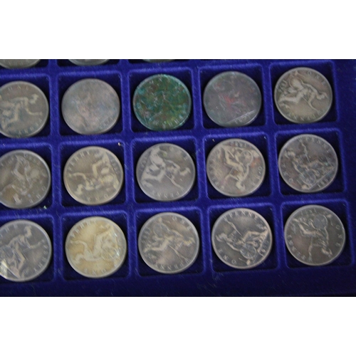 177 - A collection of British pre decimal coins contained within an aluminium collectors case to include t... 