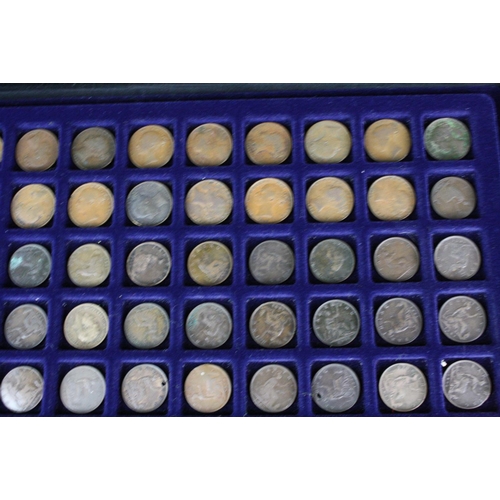 177 - A collection of British pre decimal coins contained within an aluminium collectors case to include t... 