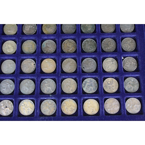 177 - A collection of British pre decimal coins contained within an aluminium collectors case to include t... 