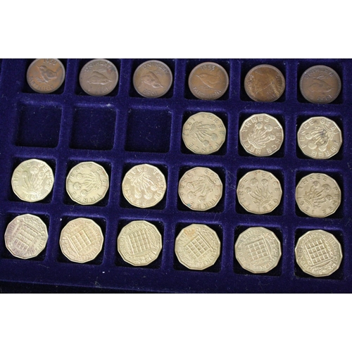 177 - A collection of British pre decimal coins contained within an aluminium collectors case to include t... 