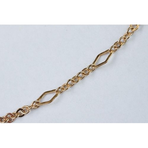 106 - Fancy link 9ct yellow gold chain necklace, openwork lozenge spacers, chain links, bolt ring clasp, l... 