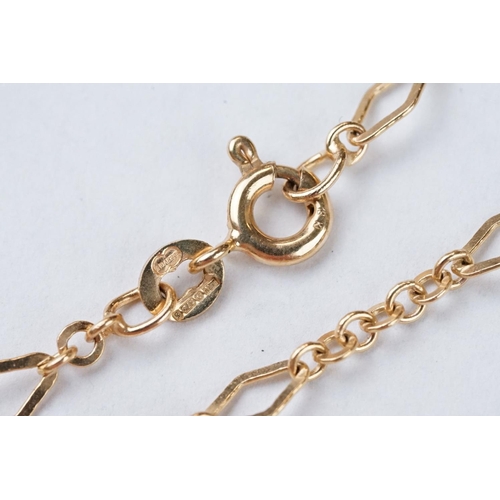 106 - Fancy link 9ct yellow gold chain necklace, openwork lozenge spacers, chain links, bolt ring clasp, l... 