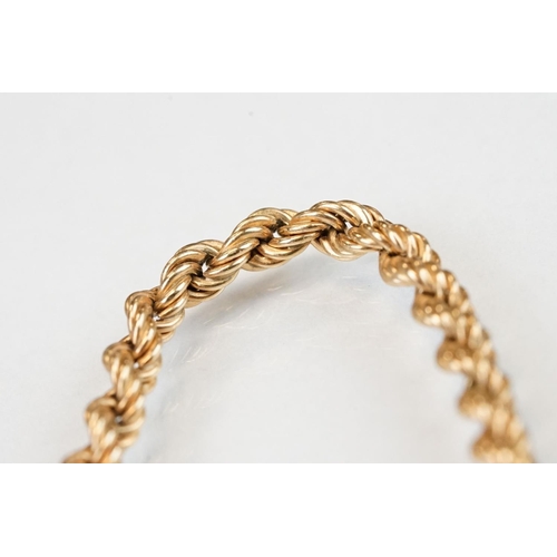 115 - 9ct yellow gold rope twist necklace, bolt ring clasp, length approx 46cm