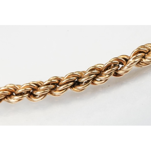 115 - 9ct yellow gold rope twist necklace, bolt ring clasp, length approx 46cm